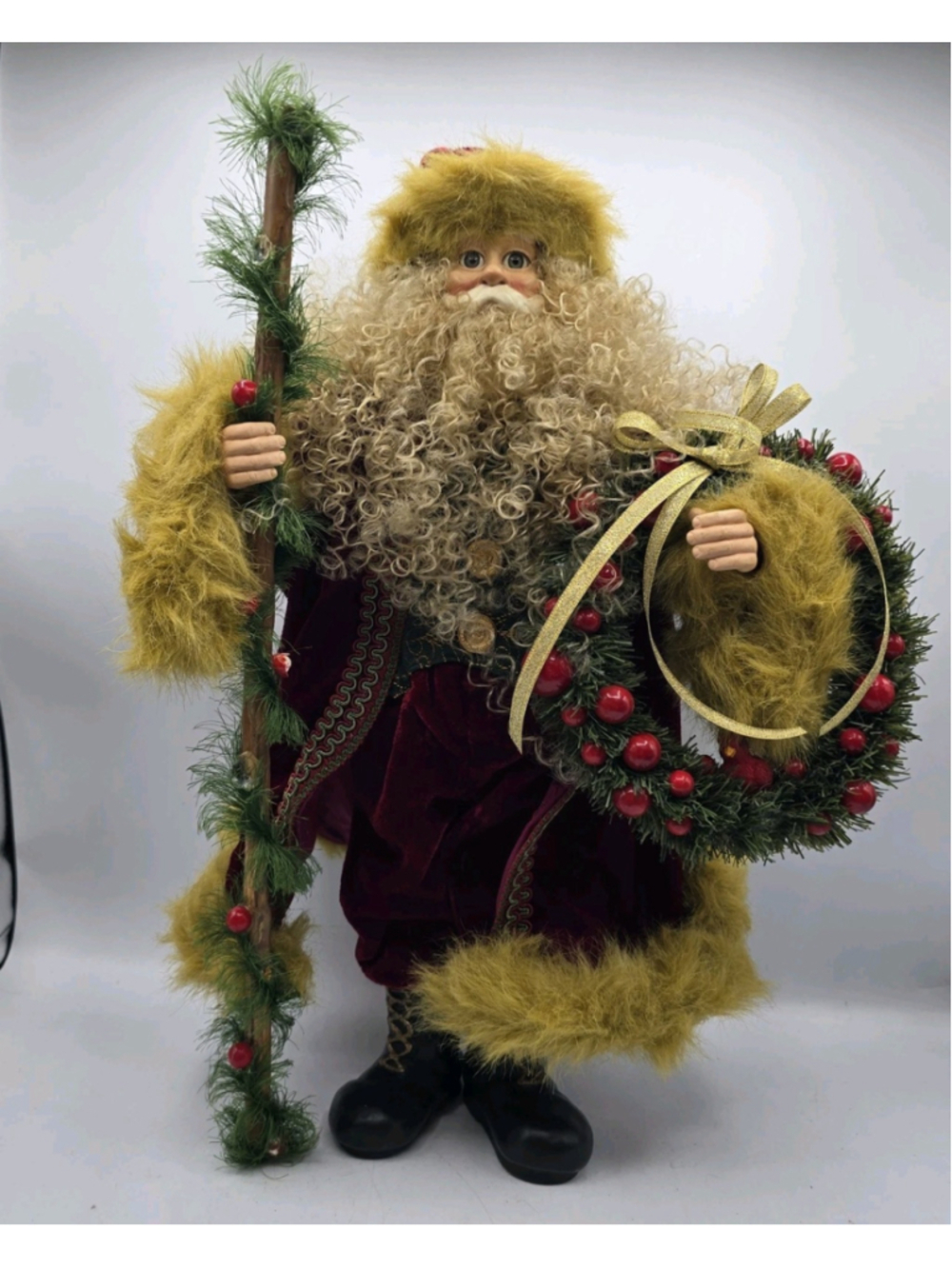 Vintage Standing Santa Claus in Red Christmas Tree Decorations 17" Table Top Dec